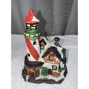 2002 Cobblestone Corners‎ Christmas Holiday Village Lighthouse 5.5" Tall Ceramic